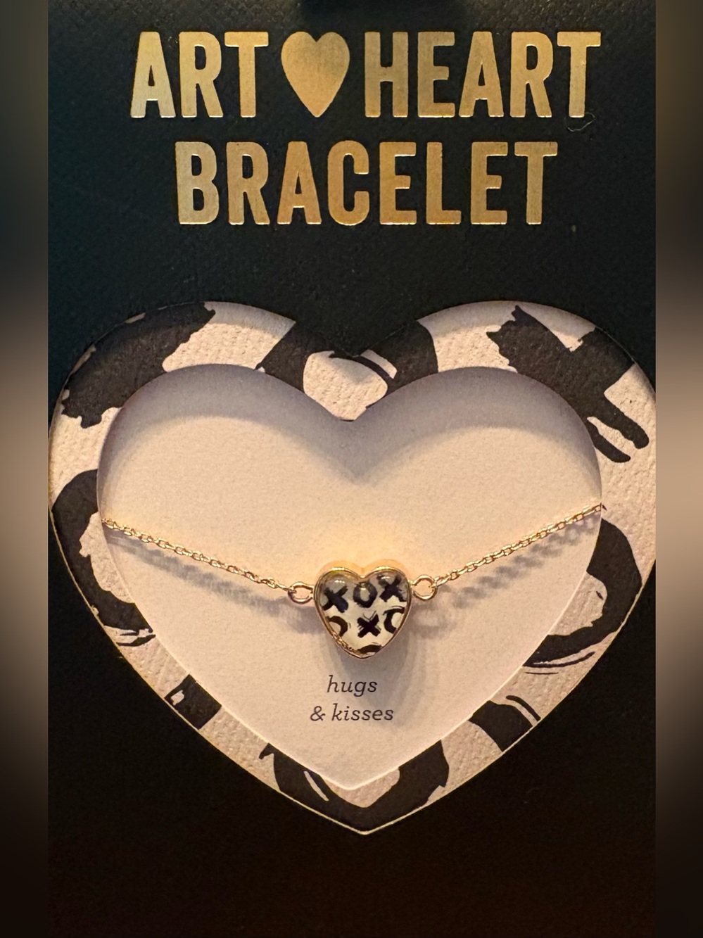 Demdaco Gold Heart Bracelet with Black XOXO Accent